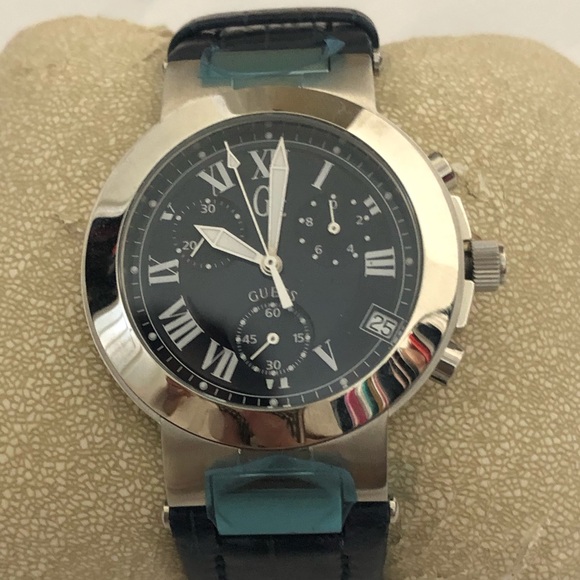 Men’s Guess GC13500 Swiss Chronograph – Blue Dial, Sapphire, Leather Strap - Picture 1 of 8